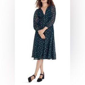 Madewell Sophia Woodland Forest Green Floral Dress Size XXL